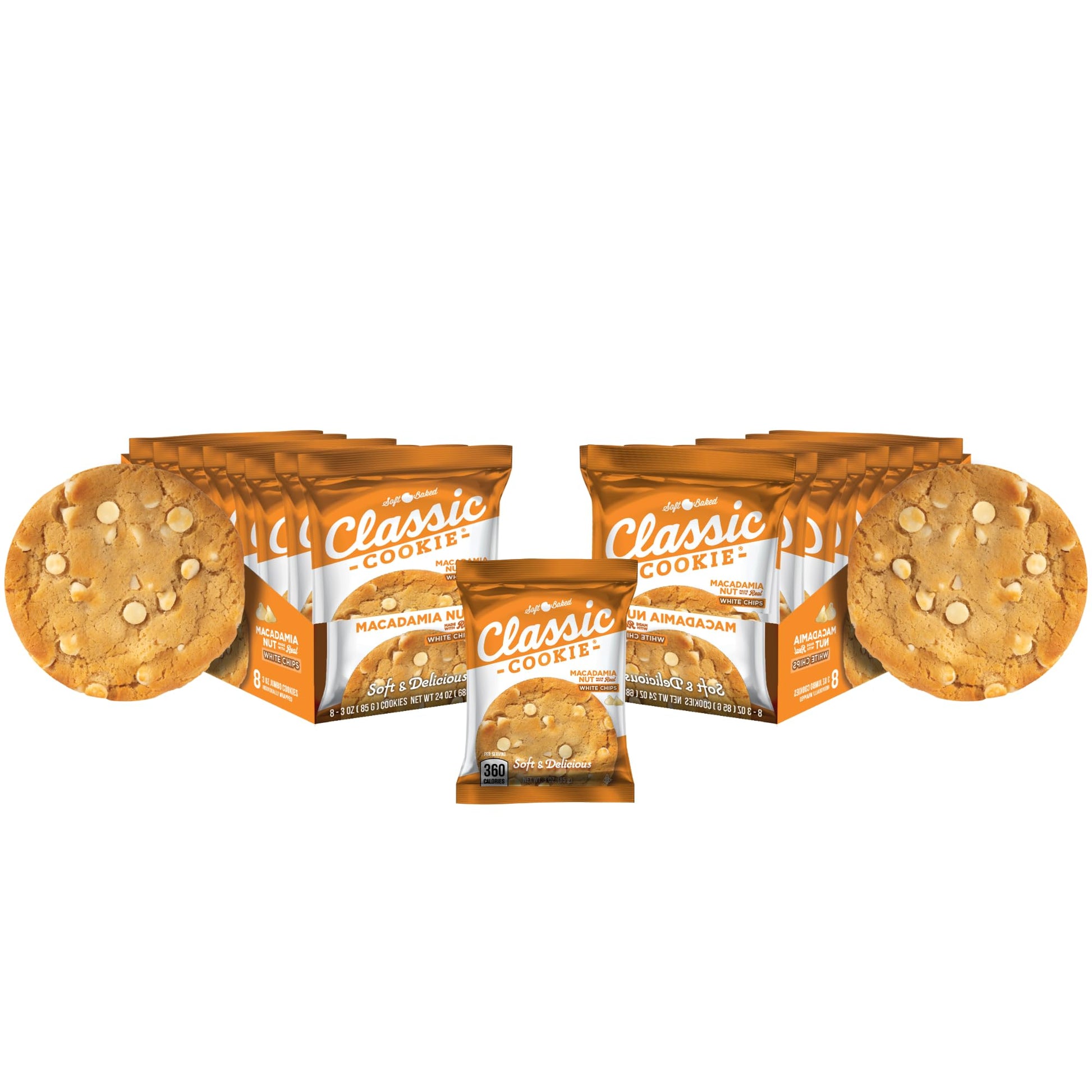 Classic Cookie Soft Baked Macadamia Nut Cookies Made With White Chocolate Chips  2 Boxes  16 Individually Wrapped Cookies