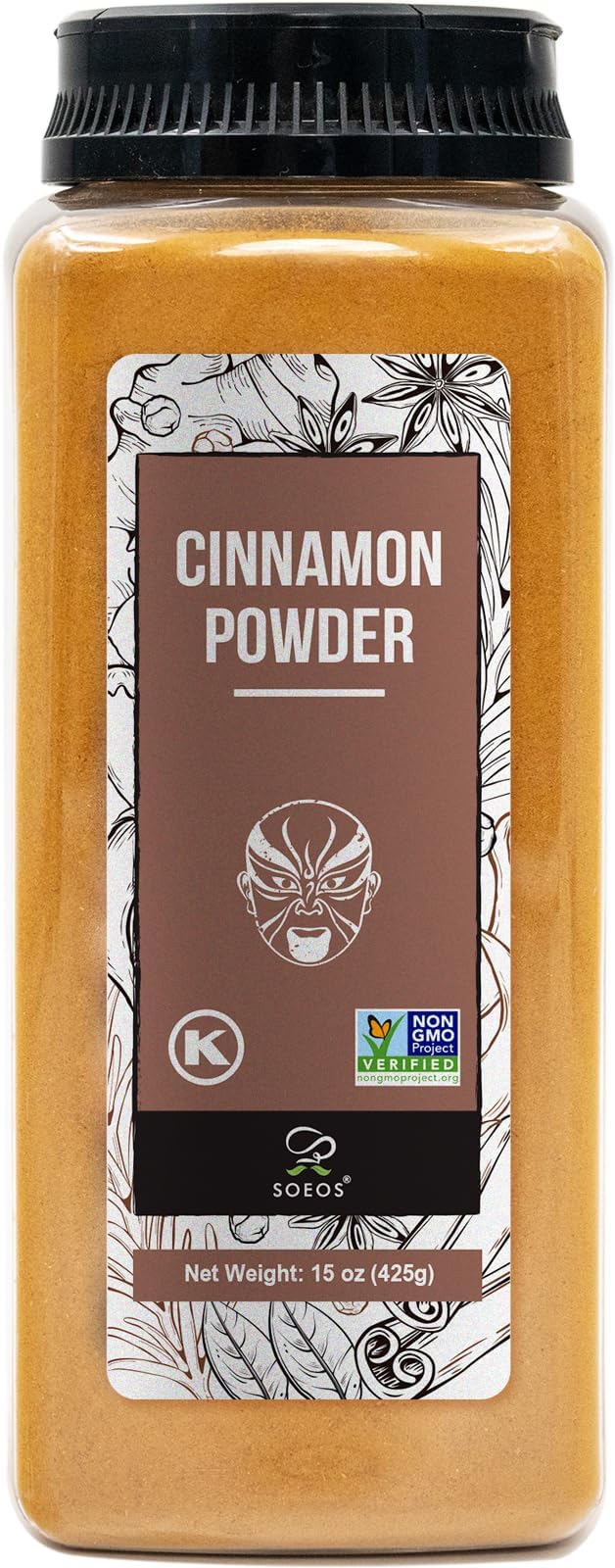 Soeos Cinnamon Powder, Cinnamon, Ground Cinnamon, Cinnamon Sticks, 100% Raw, Non-GMO, Kosher Certified, Cinnamon Seasoning Spice