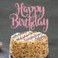 Fmiyuneea Happy Birthday Cake Topper- Glitter Happy Birthday Cake Decor, Handmade Anniversary/Birthday Party Supplies (Pink)