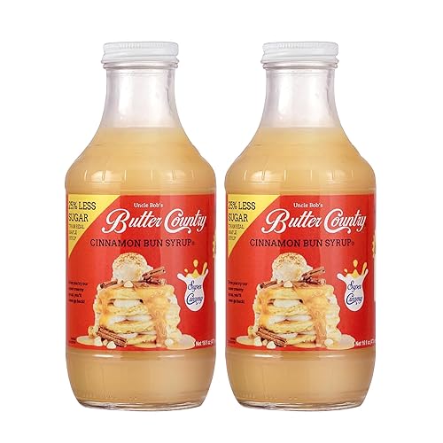 Rich & Creamy Buttermilk Syrup Cinnamon Bun Flavor By Uncle Bob'S Butter Country 16 Fl Oz/2 Pack