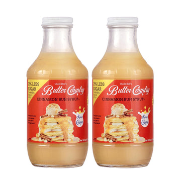 Rich & Creamy Buttermilk Syrup Cinnamon Bun Flavor By Uncle Bob'S Butter Country 16 Fl Oz/2 Pack