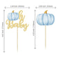 Gyufise 24Pcs Pumpkin Oh Baby Cupcake Toppers Blue Fall Pumpkin Cupcake Picks Baby Shower Cake Decorations Pumpkin Themed Baby S