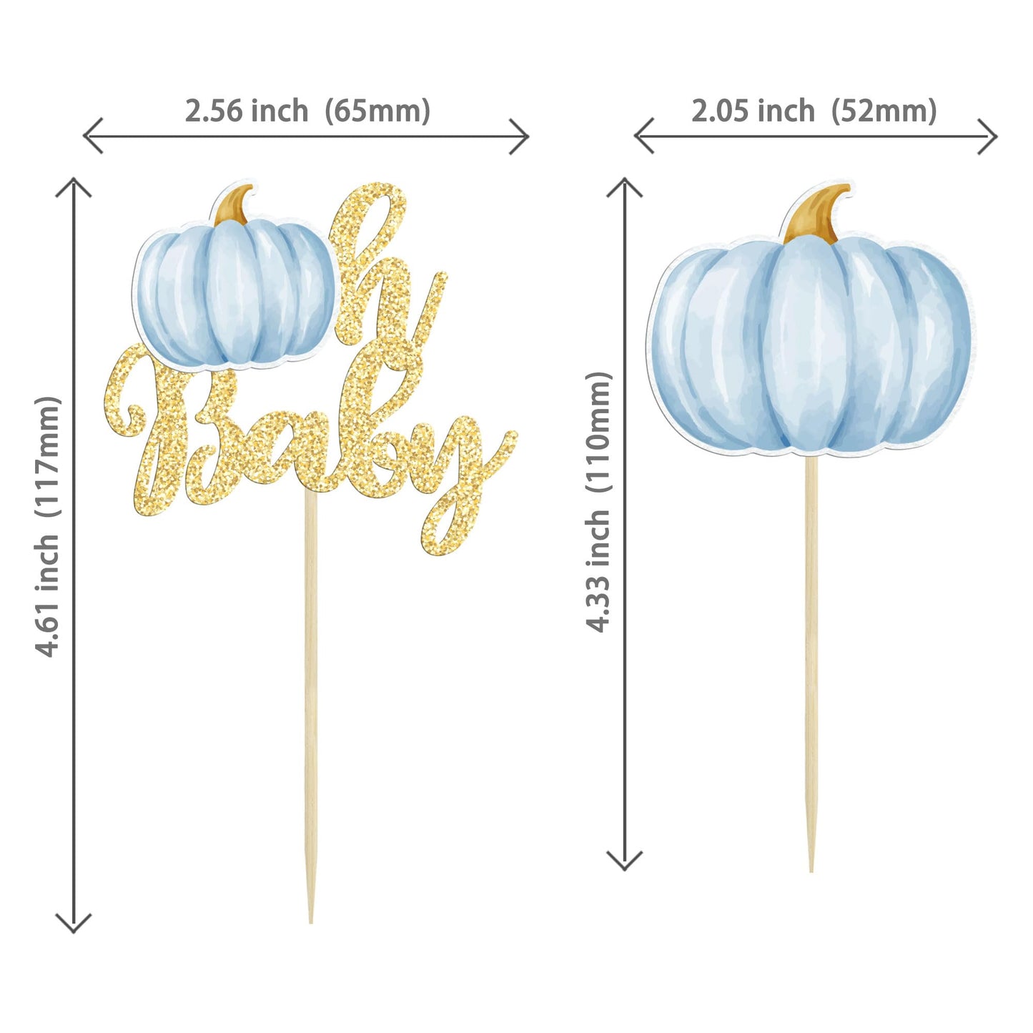 Gyufise 24Pcs Pumpkin Oh Baby Cupcake Toppers Blue Fall Pumpkin Cupcake Picks Baby Shower Cake Decorations Pumpkin Themed Baby S