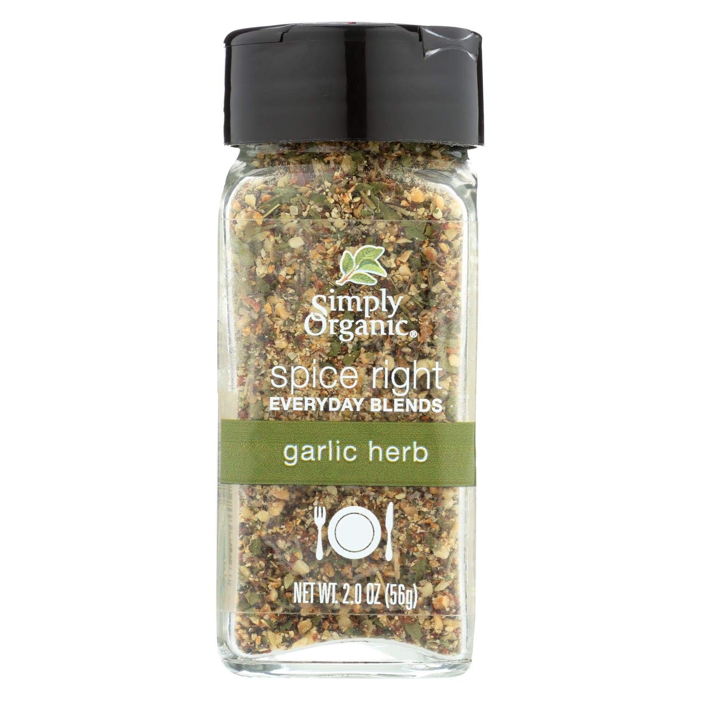 Simply Organic Spice Right Everyday Seasoning Blends, Garlic & Herb, Certified Organic | 2 oz | Pack of 6