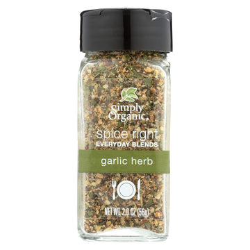 Simply Organic Spice Right Everyday Seasoning Blends, Garlic & Herb, Certified Organic | 2 oz | Pack of 6