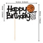 1 Pcs Basketball Happy Birthday Cake Topper Assembled Glitter Basketball Theme Baby Shower Men Boys Birthday Party Cake Pick Dec