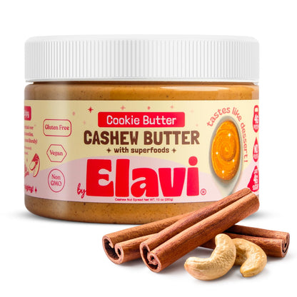 ELAVI Keto Cashew Butter Jar, Gut-Friendly, Low-Sugar Dessert Spread, Vegan, Kid-Friendly, No Added Sugar, No Stevia, No Sugar A