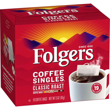 Folgers Coffee Singles - 19 Packets Per Box, 12 Boxes Per Case