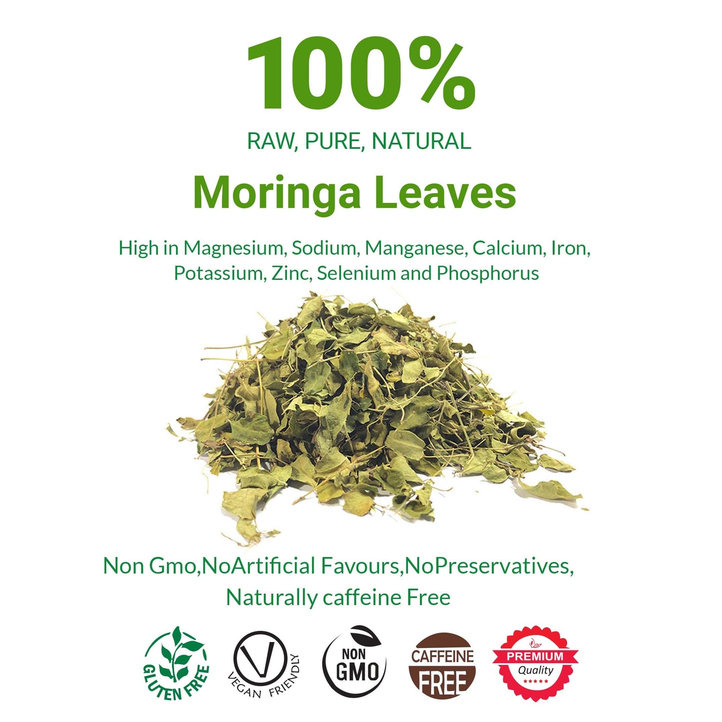 Akshit Moringa Leaves, Dried Loose Leaf Tea, Non-GMO, 2.6 oz