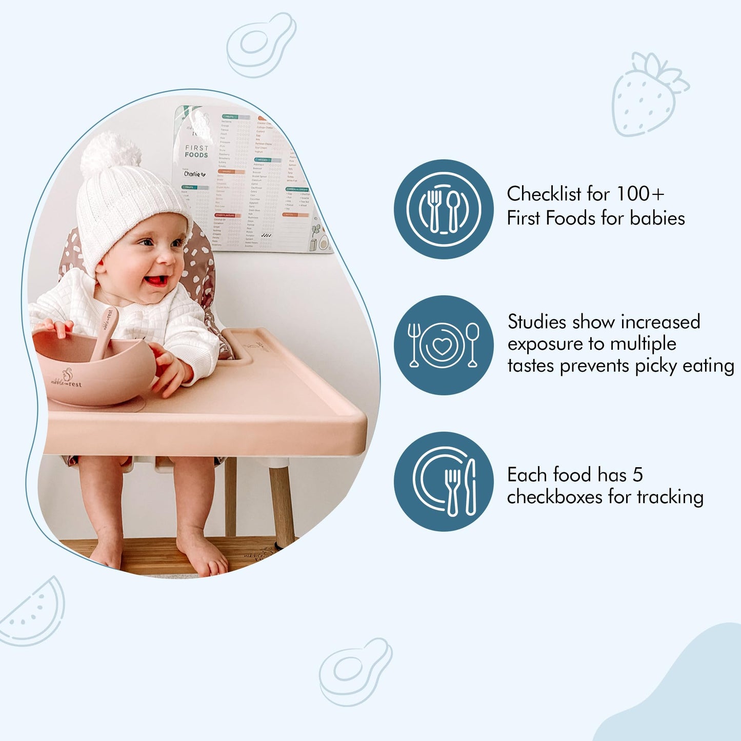 Nibble And Rest Baby'S First Foods Tracker Fridge Magnet, Dry Erase Activity Poster, Daily Food Log, 101 Before One, Baby Food C