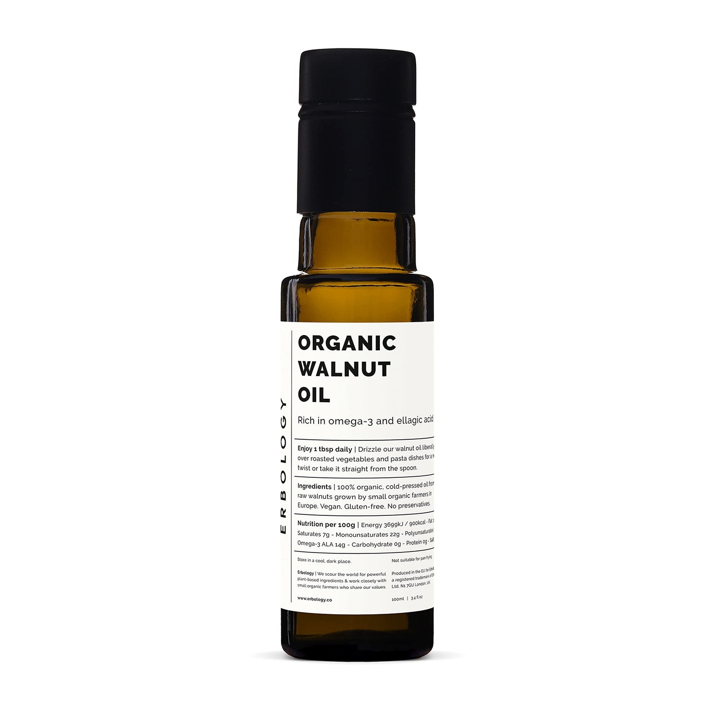 100% Organic Walnut Oil 34 Fl Oz - Cold-Pressed - Rich In Omega-3 - Supports Cognitive Health - Straight From Farm - Non Gmo - N