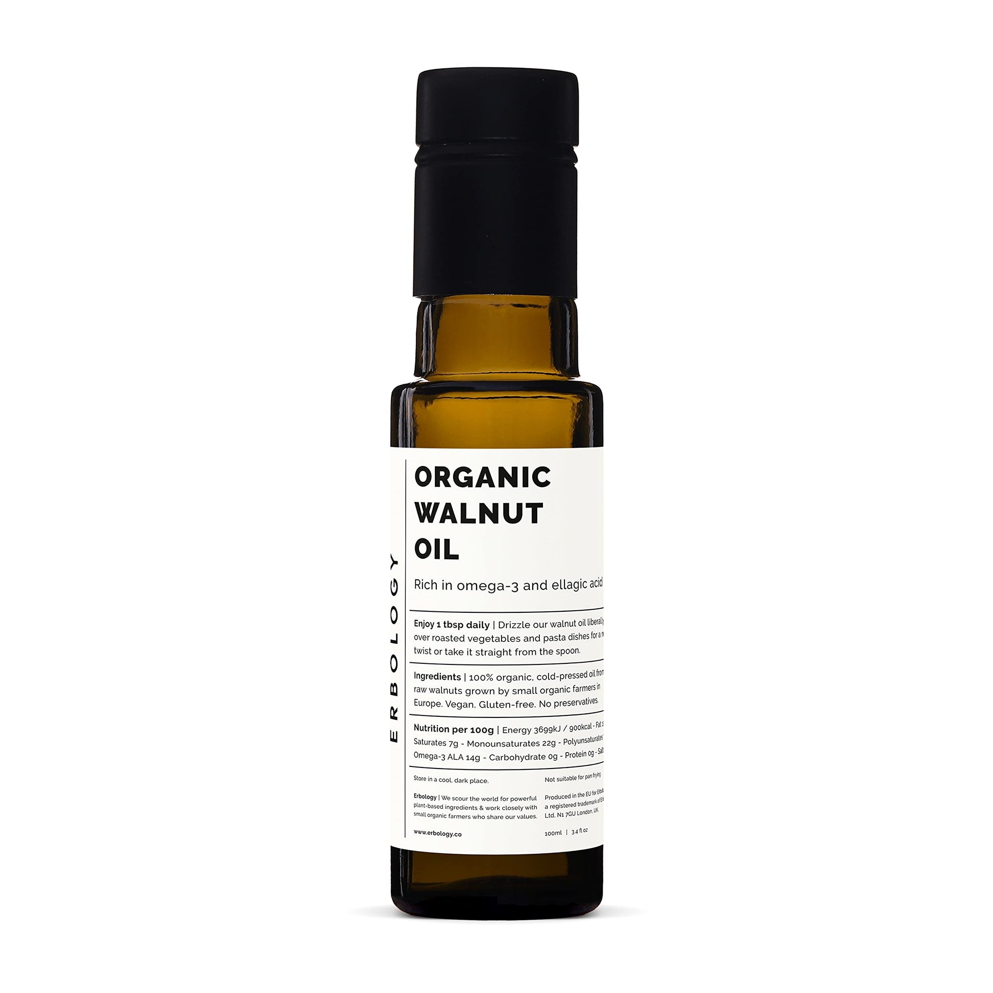 100% Organic Walnut Oil 34 Fl Oz - Cold-Pressed - Rich In Omega-3 - Supports Cognitive Health - Straight From Farm - Non Gmo - N