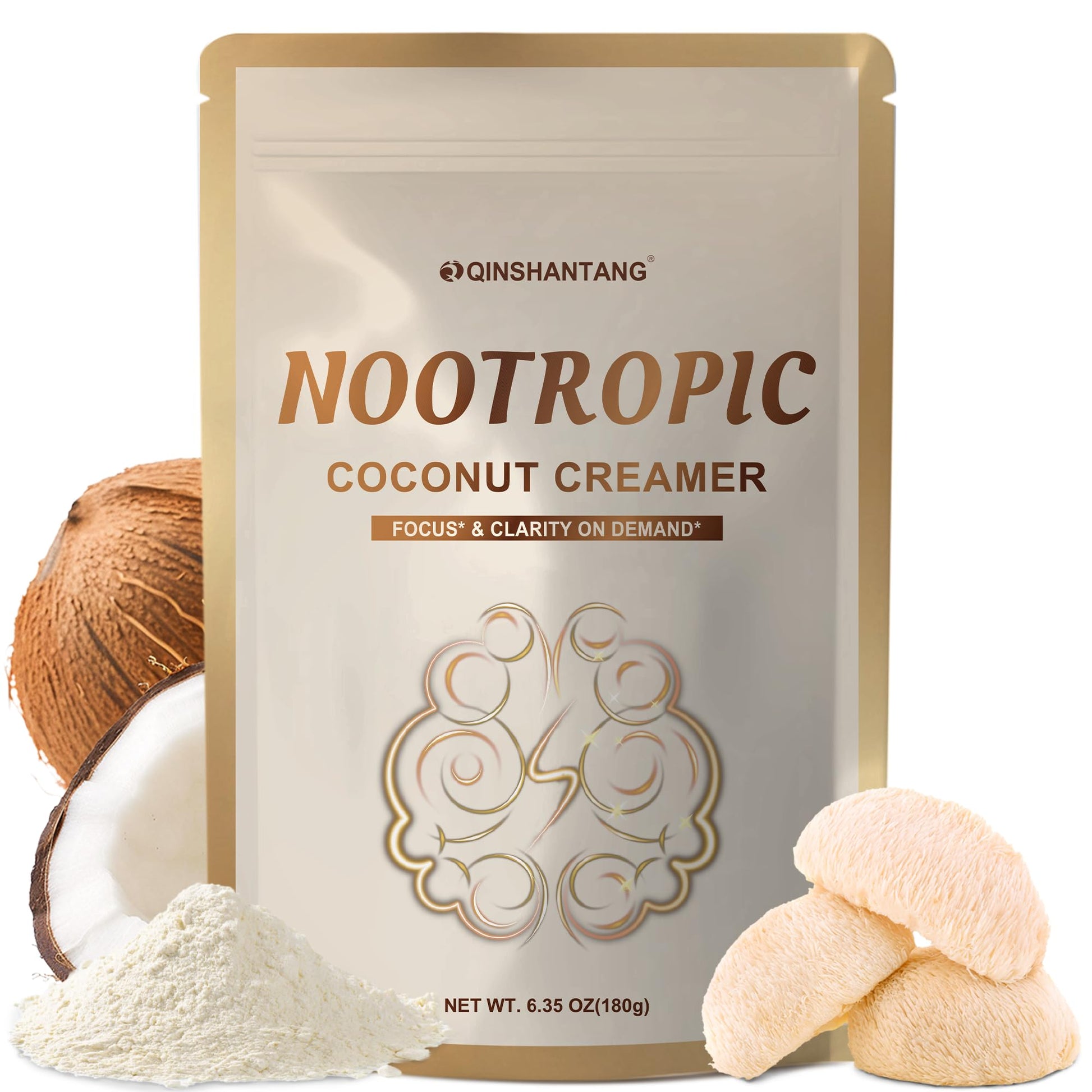 Mushroom Coconut Coffee Creamer  Nootropic Creamer Powder | LionS Mane  Alpha Gpc  Magnesium Glycinate  L-Tyrosine  L-Theanine And Mct Powder | Brain  Focus | Keto & Vegan  6.35 Oz