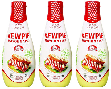 Kewpie Mayonnaise - Japanese Mayo Sandwich Spread Squeeze Bottle - 12 Ounces (Pack Of 3)