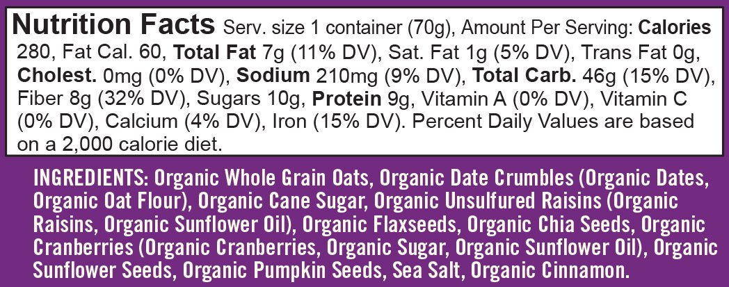 Bob's Red Mill Organic Gluten Free Oatmeal Cup, Fruit & Seed, 2.47 Ounce (Pack of 12), Non-GMO, Whole Grain, Kosher