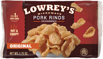 Lowreys Bacon Curls | Microwave Pork Rinds | Eight Original Flavor Packets | 1.75-Oz. Per Packet