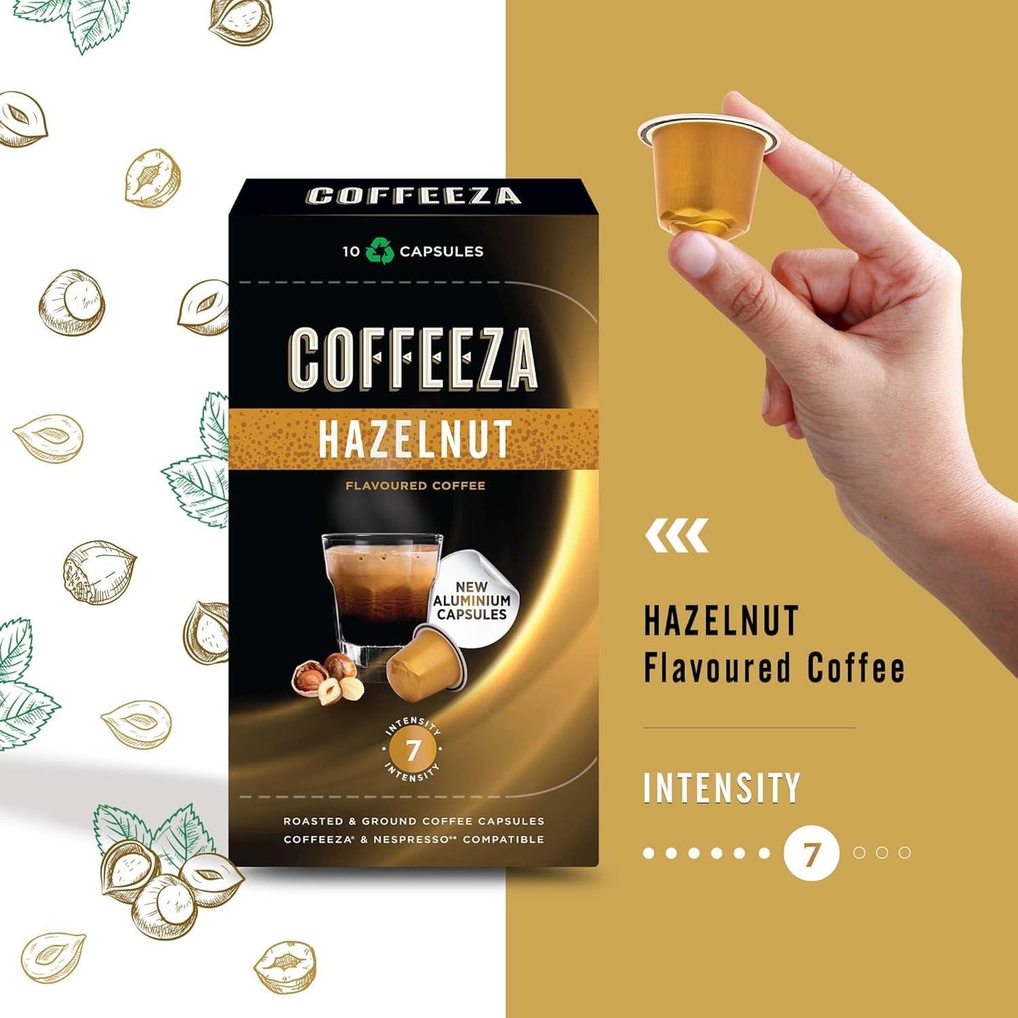 Coffeeza Flavoured Variety Pack Aluminium Coffee Capsules Caramel, Hazelnut And Vanilla (30 Pods)