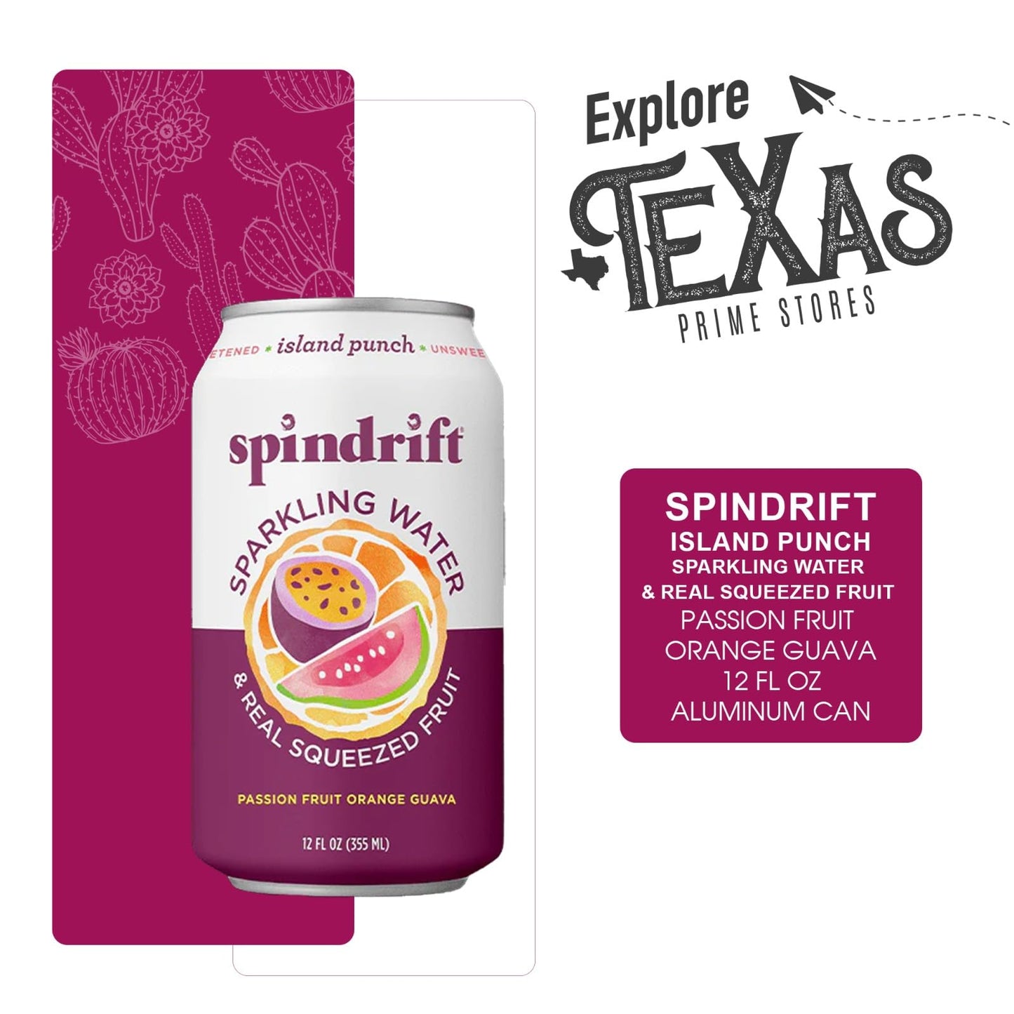 Spindrift 20- Pack Of Island Punch Passion Fruit-Orange-Guava Sparkling Water & Real Squeezed Fruit 12 Fl Oz Can