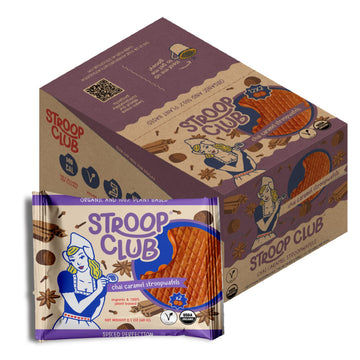 Stroop Club Chai Infused Organic Stroopwafel Caramel Treats | Vegan, Plant-Based And Dutch-Approved Indulgence - 24 Vegan Waffle