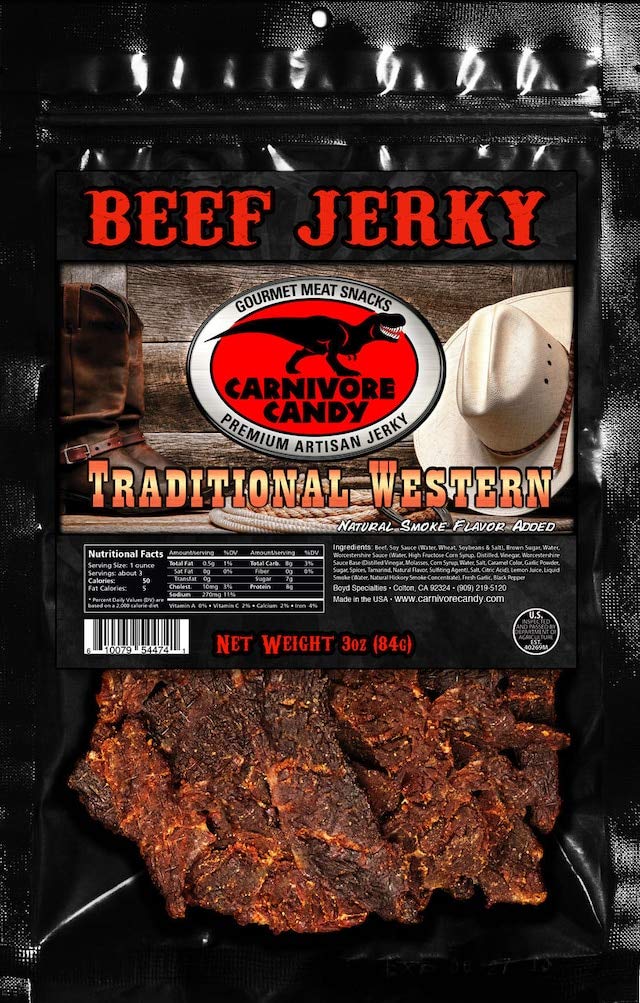 Jurassic Jerky Beef Jerky Variety Pack - Teriyaki, Barbecue Mesquite, Traditional - 3 oz bags (Pack of 3) - High Protein Snack