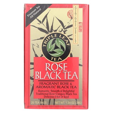 Triple Leaf Tea Rose Black Tea - 20 bags per pack - 6 packs per case.