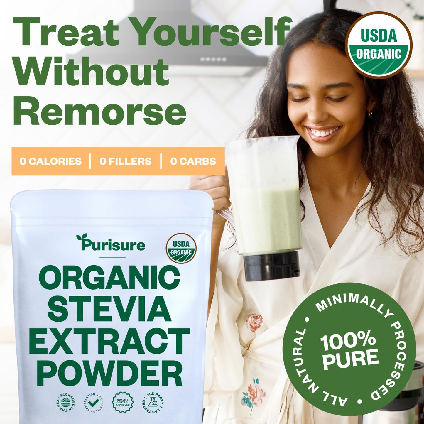 All Natural Organic Stevia Powder 125G (846 Servings) Highly Concentrated Pure Extract No Fillers Additives Or Artificial Ingred