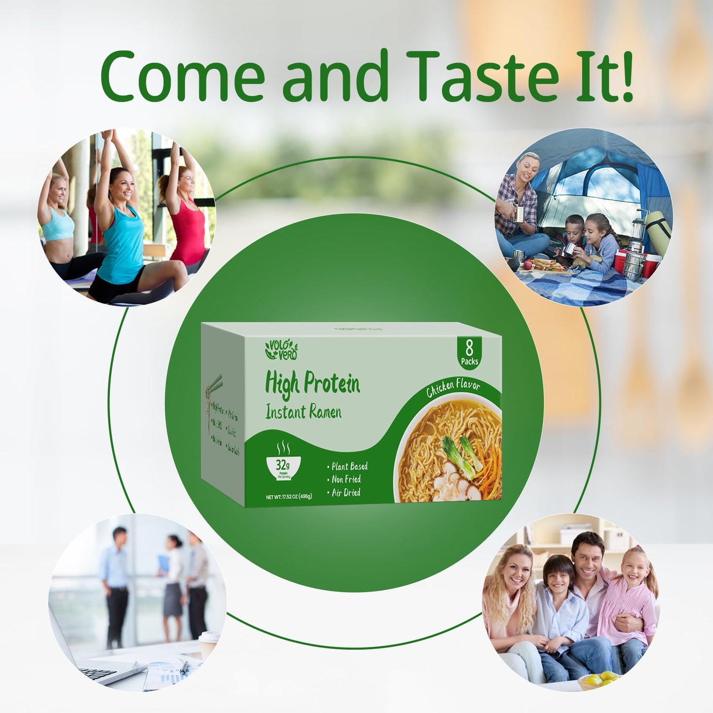 VOLO VERO High Protein (32g) Instant Ramen Noodles Soup Chicken Flavor  8 Packs  Vegan  Plant-Based  Non-Fried  Low Carb  Low Fat  Egg-Free  Dairy Free Healthy Asian Meal