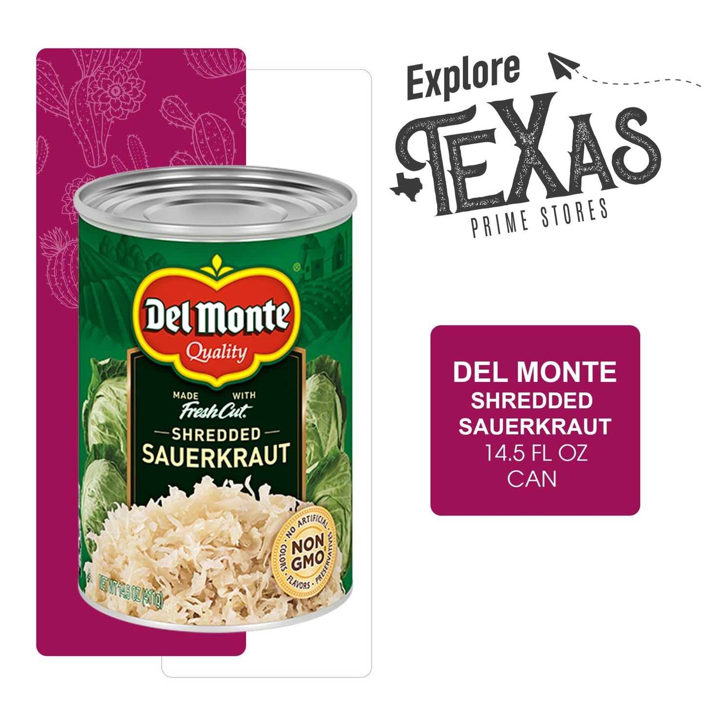 Del Monte Shredded Sauerkraut Canned Vegetables 12-Pack, 14.5 oz Can
