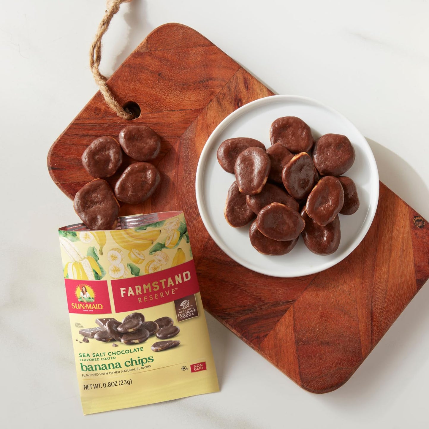 Sun-Maid Farmstand Reserve Sea Salt Chocolate Coated Banana Chips - (5 Pack) 0.8 Oz Snack Bag - Chocolate Covered Fruit Snack