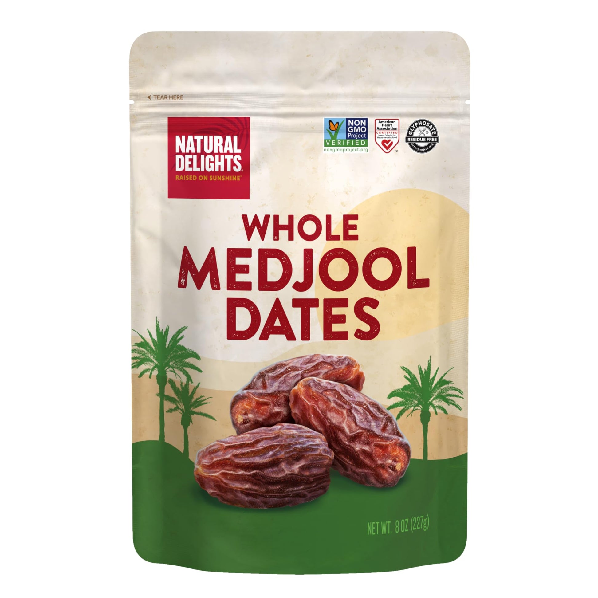Natural Delights Medjool Dates – Non-GMO, Fiber-Rich Snack, 8 oz Container