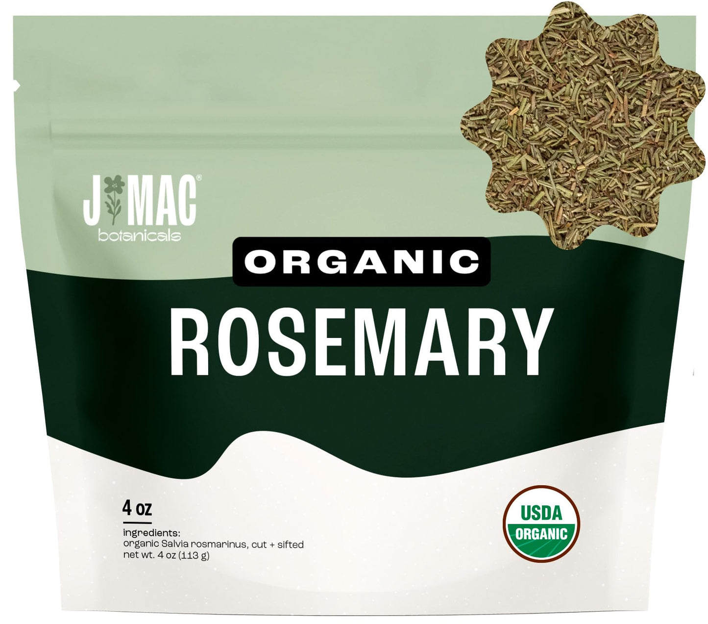 J Mac Botanicals Organic Rosemary Leaves (4 Oz) Fresh Dried Leaf Herb  Packaged In The Usa  Certified Usda Organic