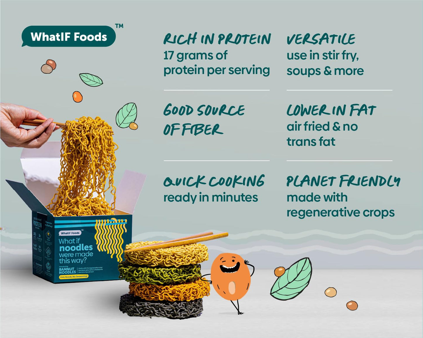 Healthy Instant Pumpkin Noodles Unflavored | Vegan, Air Fried, Lower Sodium, 16G Protein & 6G Fiber | For Ramen, Wok, Stir Fry |
