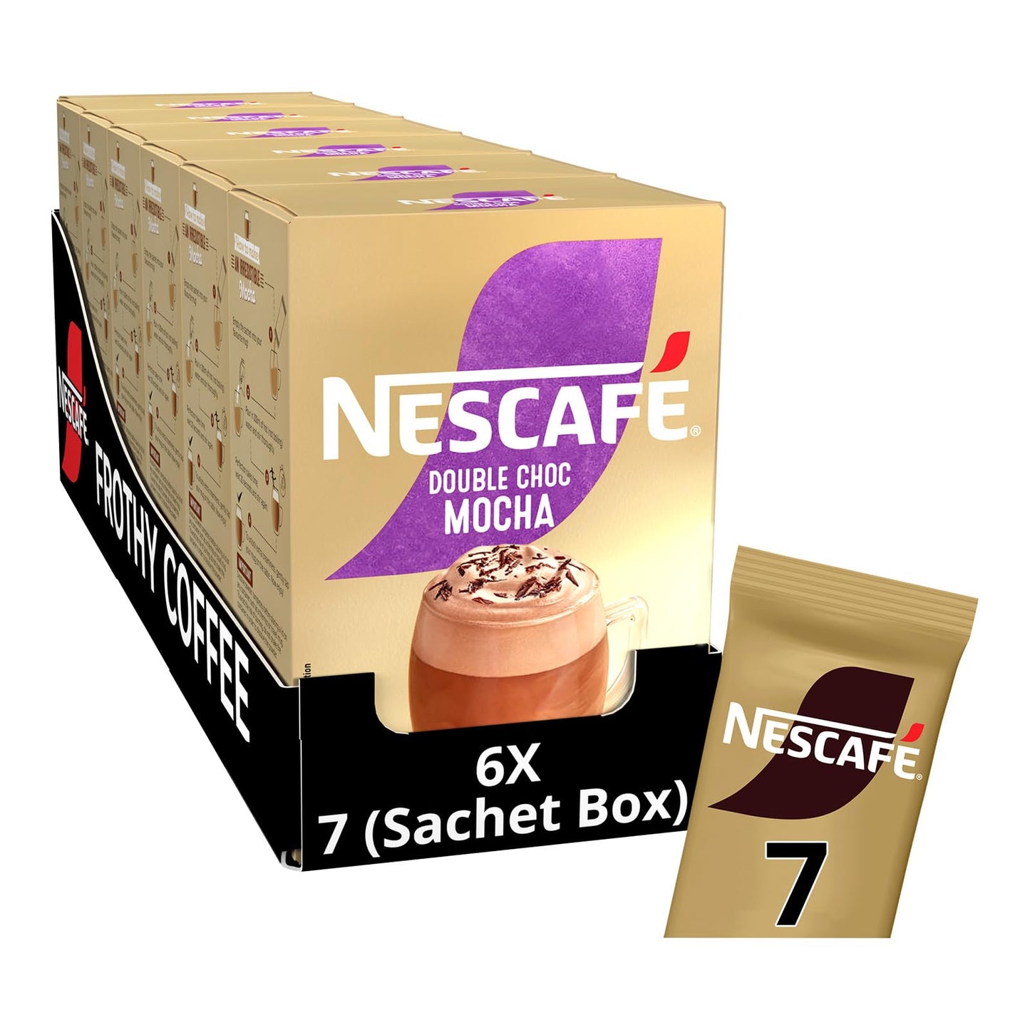 Nescaf? Mocha Double Choco Instant Coffee Sachets X7 (Pack Of 6  Total 42 Sachets)