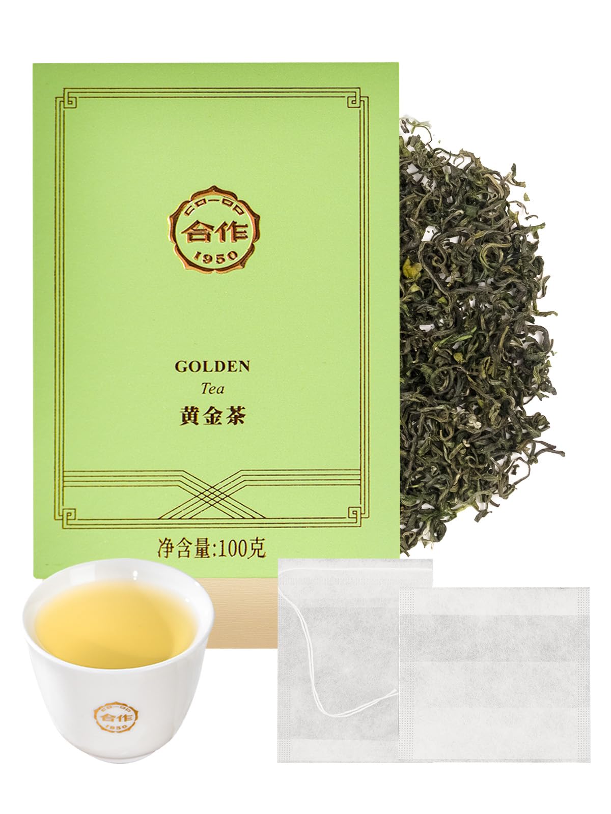 Loomica Loose Leaf Green Tea, High Mountain, Naturally Smooth, 100g (3.52oz), 20 Empty Tea Bags Included