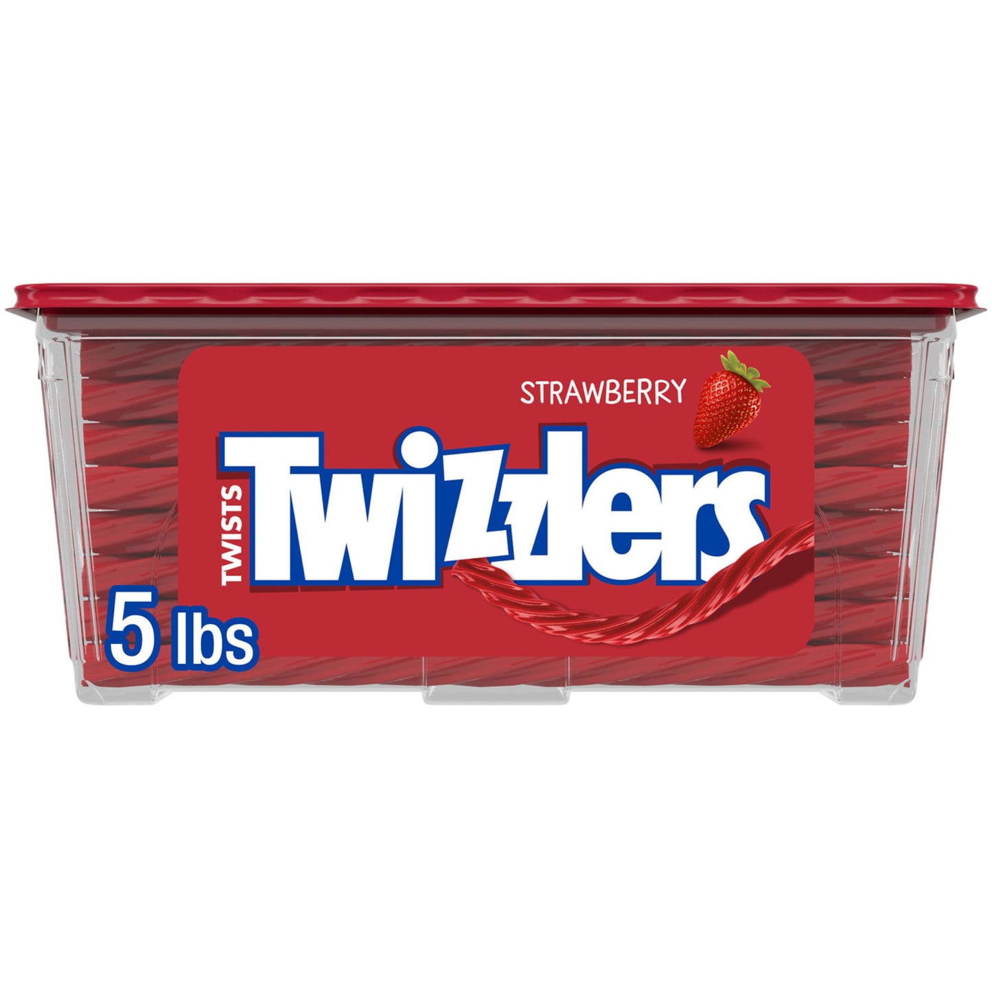 TWIZZLERS Strawberry Flavored Licorice, Low Fat Candy Tub, 5 lb (80 Ounce), Red, Perfect for Parties and Snacks