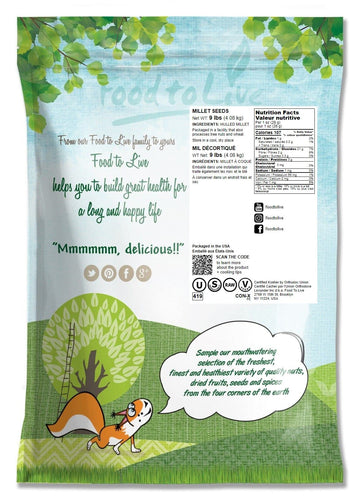 Food to Live Hulled Millet, 9 Pounds - Whole Grain Seeds, Kosher, Raw, Bulk