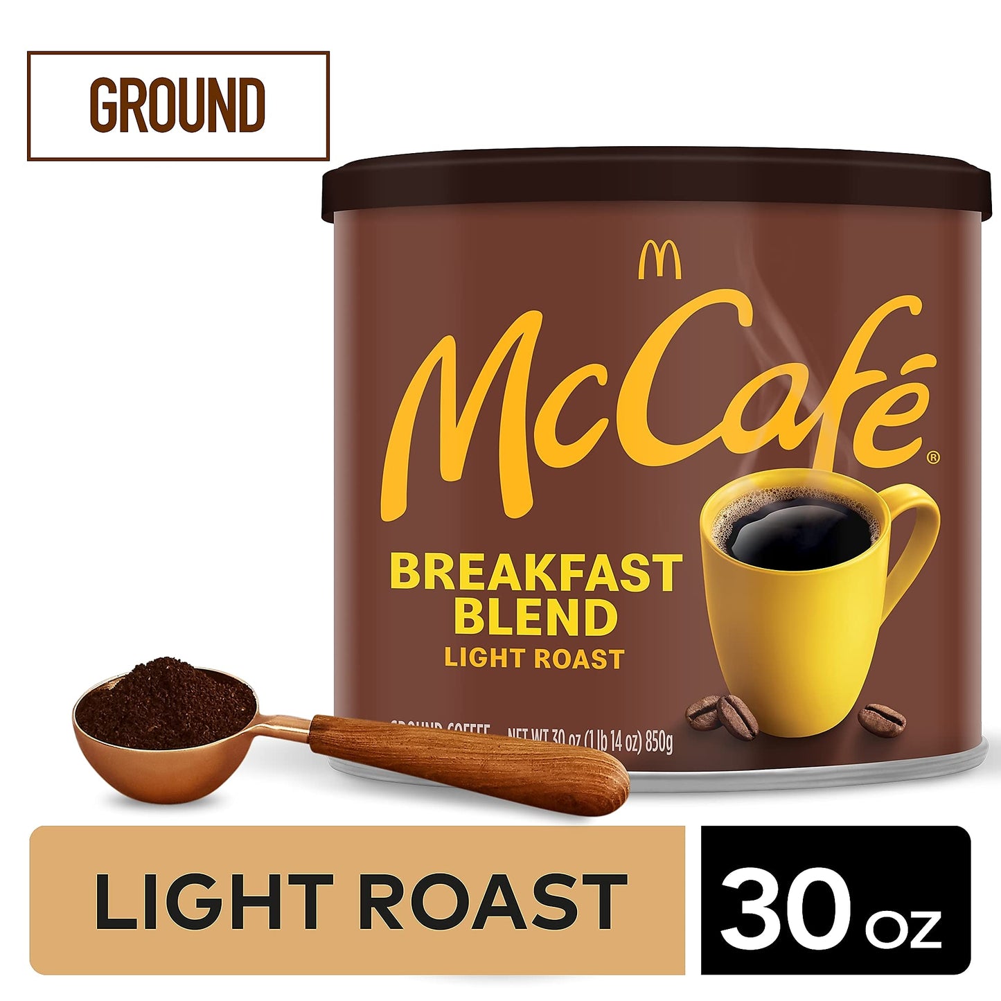 Mccafe Breakfast Blend, Light Roast Ground Coffee, 30 Oz Canister