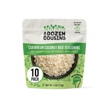 A Dozen Cousins Rice Seasoning Sauce Packets - Season and Prepare Your Own Rice Dishes - 10 Pack - Caribbean Coconut Rice - 4 oz