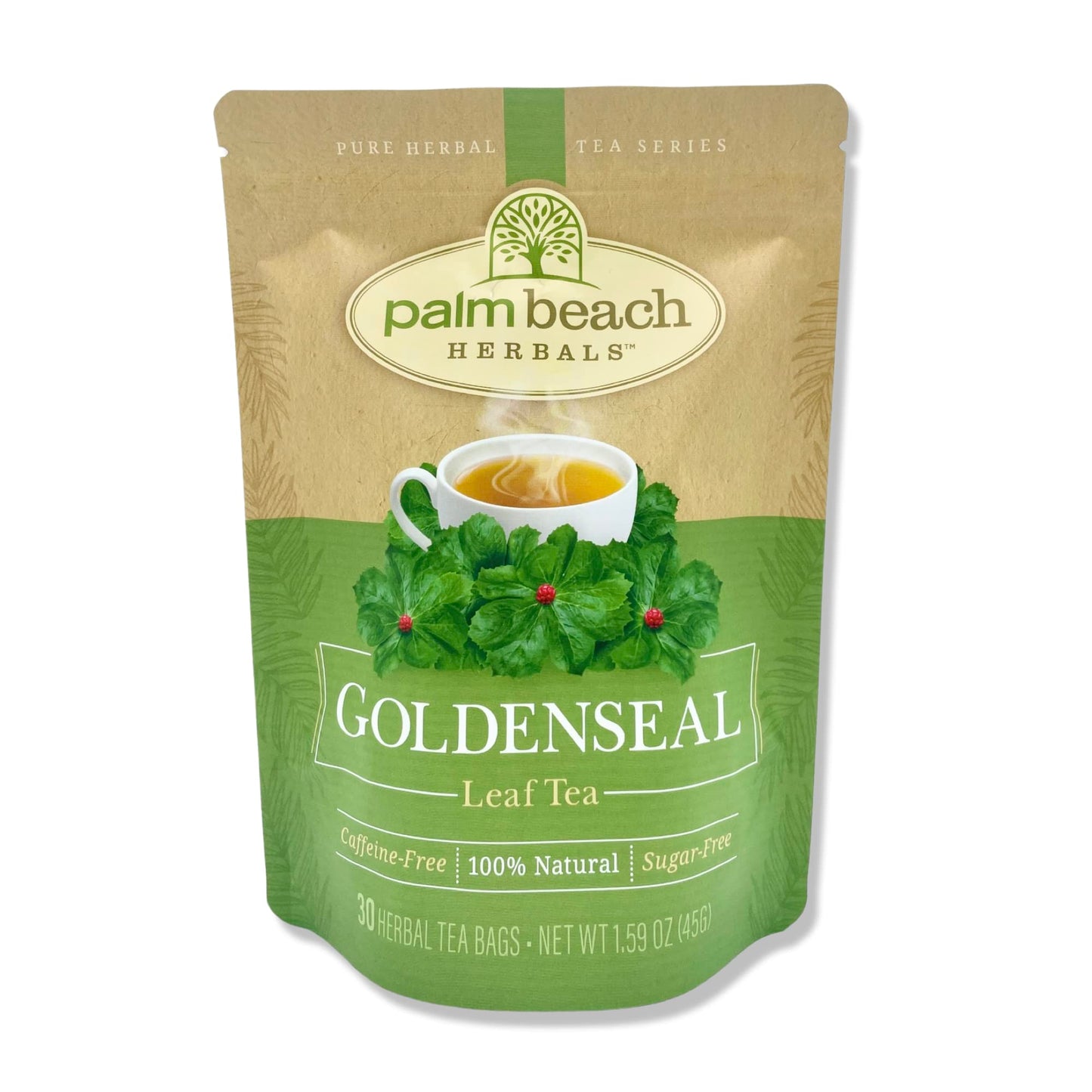 Palm Beach Medicinal Herbs Goldenseal Leaf Tea, Pure Herbal Tea, 30 Count
