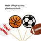 Sports Themed Cupcake Toppers, All Star Cupcake Toppers, Football Soccer Basketball And Baseball, Sports Themed Birthday Party B