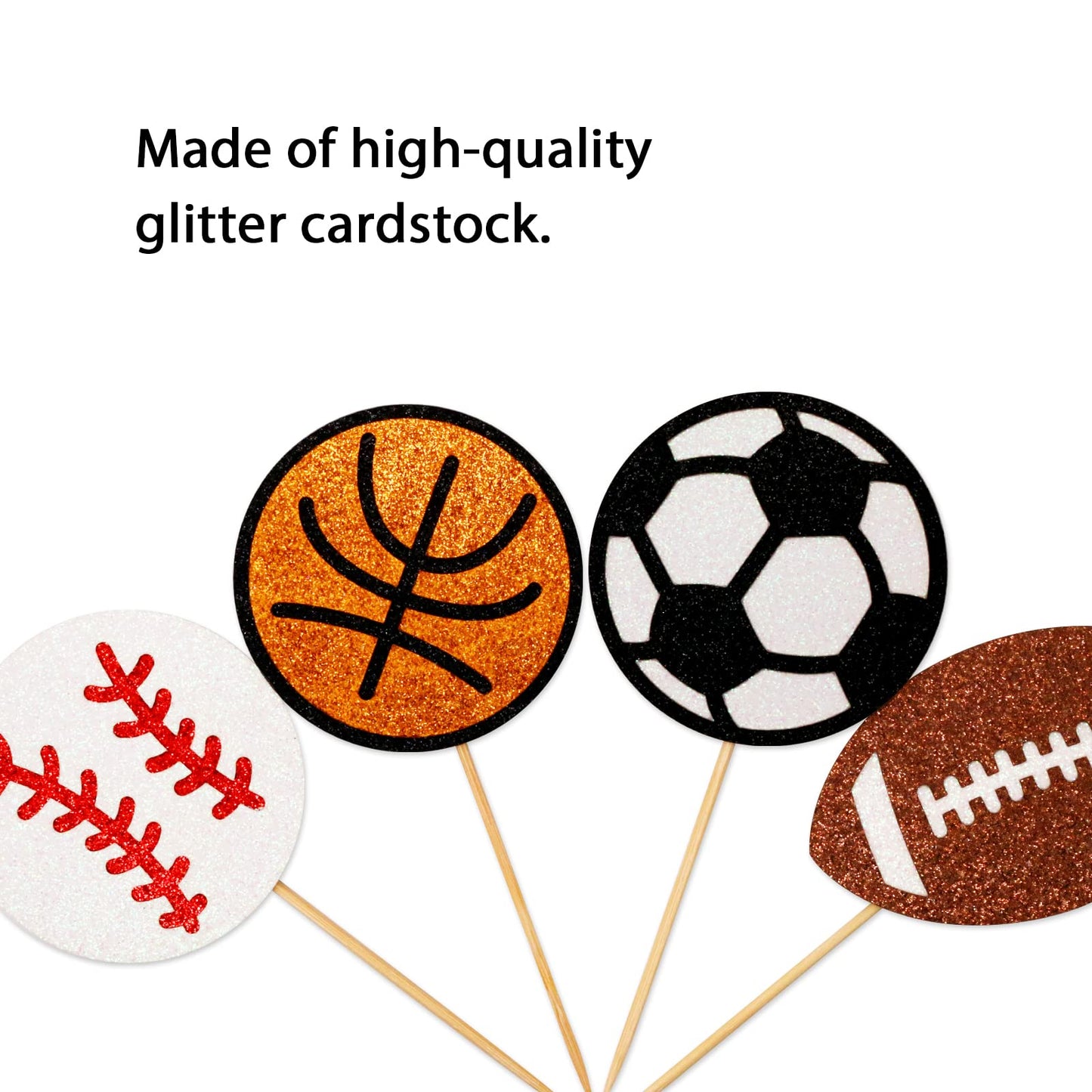 Sports Themed Cupcake Toppers, All Star Cupcake Toppers, Football Soccer Basketball And Baseball, Sports Themed Birthday Party B