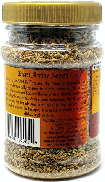 Rani Anise Seeds (Hari Saunf) 3Oz (85G) Pet Jar ~ All Natural | Gluten Friendly | Non-Gmo | Vegan | Indian Origin