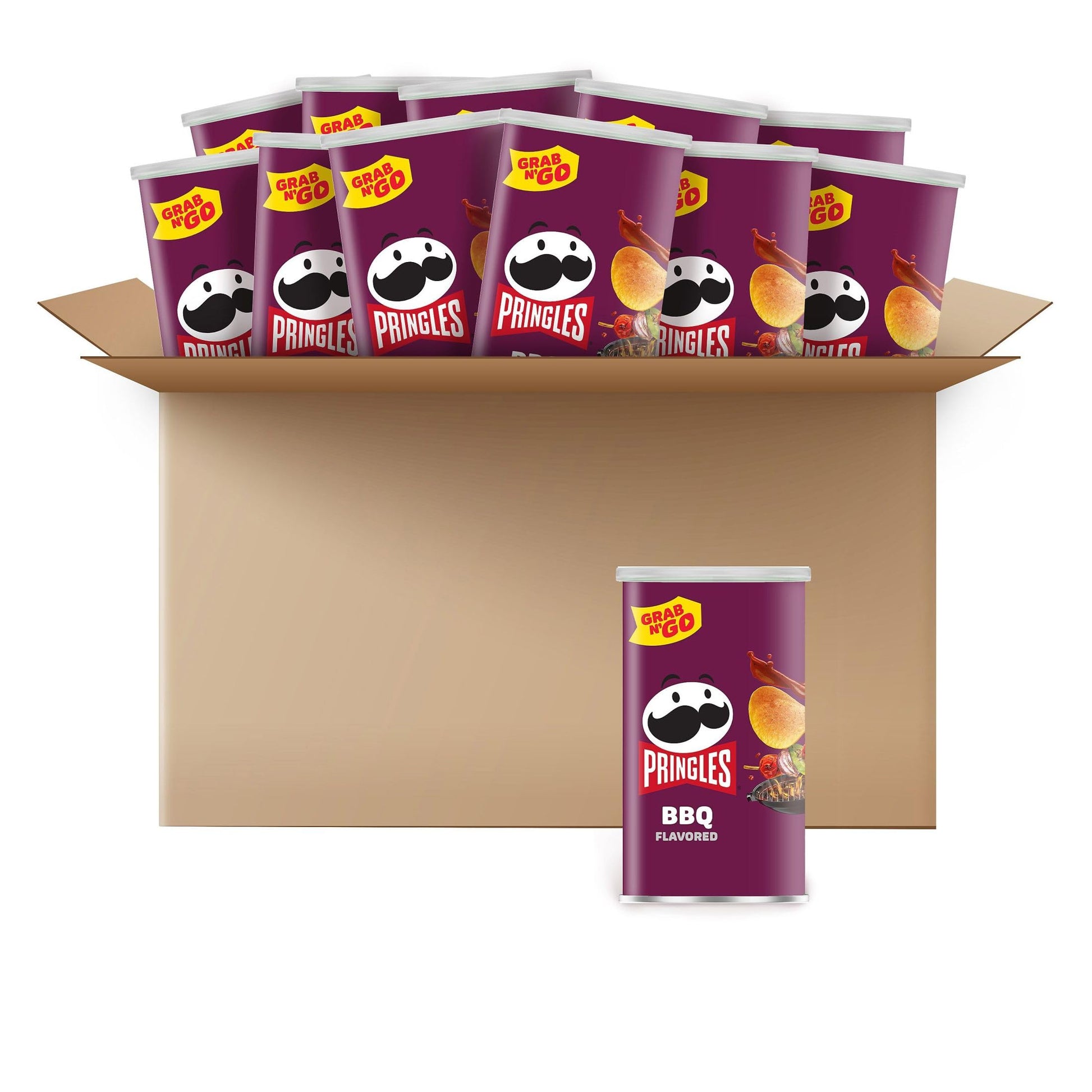 Pringles Potato Crisps Chips, Lunch Snacks, Office And Kids Snacks, Grab N' Go, Bbq (12 Cans)