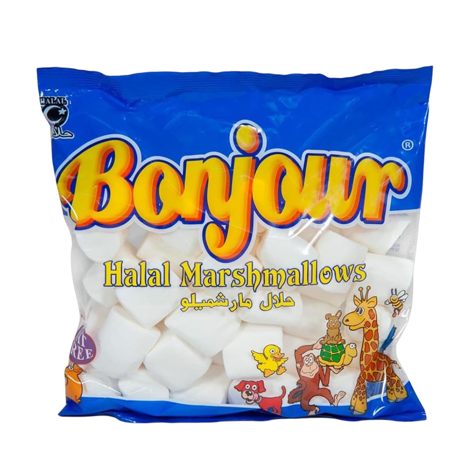 Bonjour Large Marshmallows - Vanilla Flavored, Halal Gelatin, Low Fat, Dye Free - 8.82 Oz (250 g)