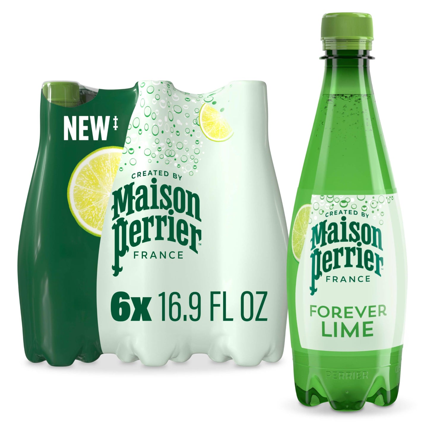 Maison Perrier Sparkling Water, Forever Lime Flavor, 16.9 Fl Oz Bottles, 6 Count, Model 074780404013