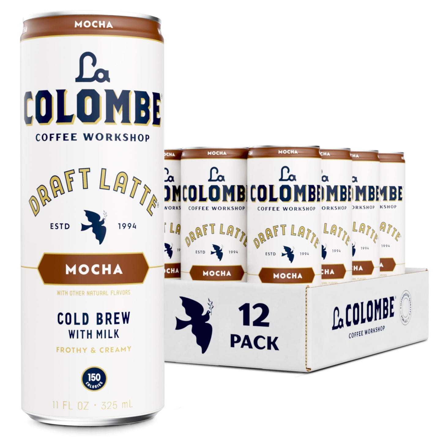 La Colombe Mocha Draft Latte, Cold Brew Coffee, 11 fl oz Cans, Pack of 12