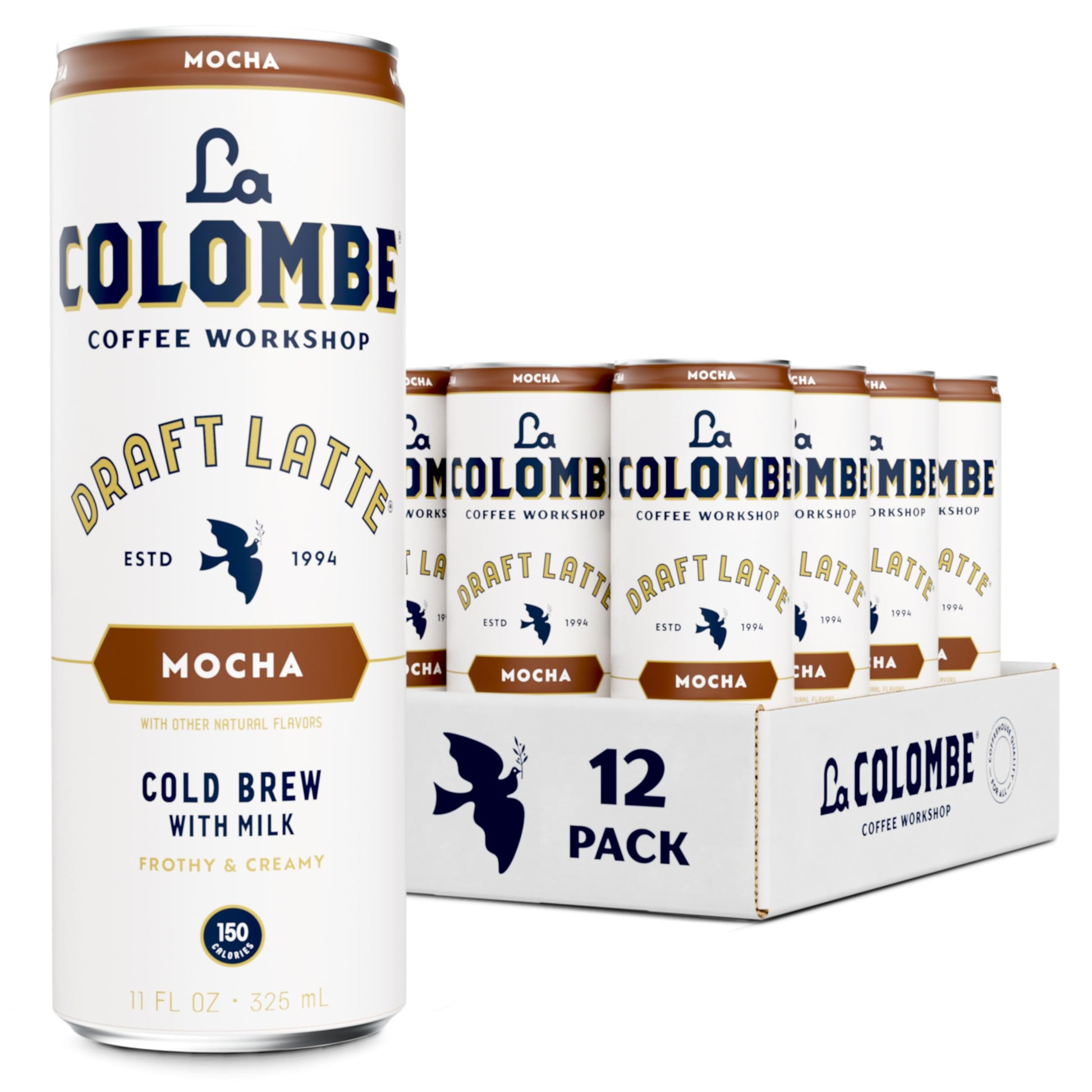 La Colombe Mocha Draft Latte, Cold Brew Coffee, 11 fl oz Cans, Pack of 12