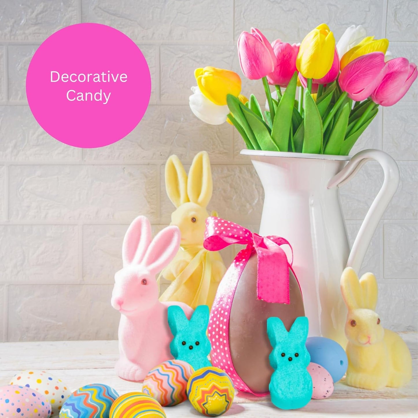 Needzo Peeps Candy Marshmallow Bunnies Pink Blue Yellow Bunny Shaped Treats Bulk Easter Bundle Basket Stuffer Kit (Pack Of 3)
