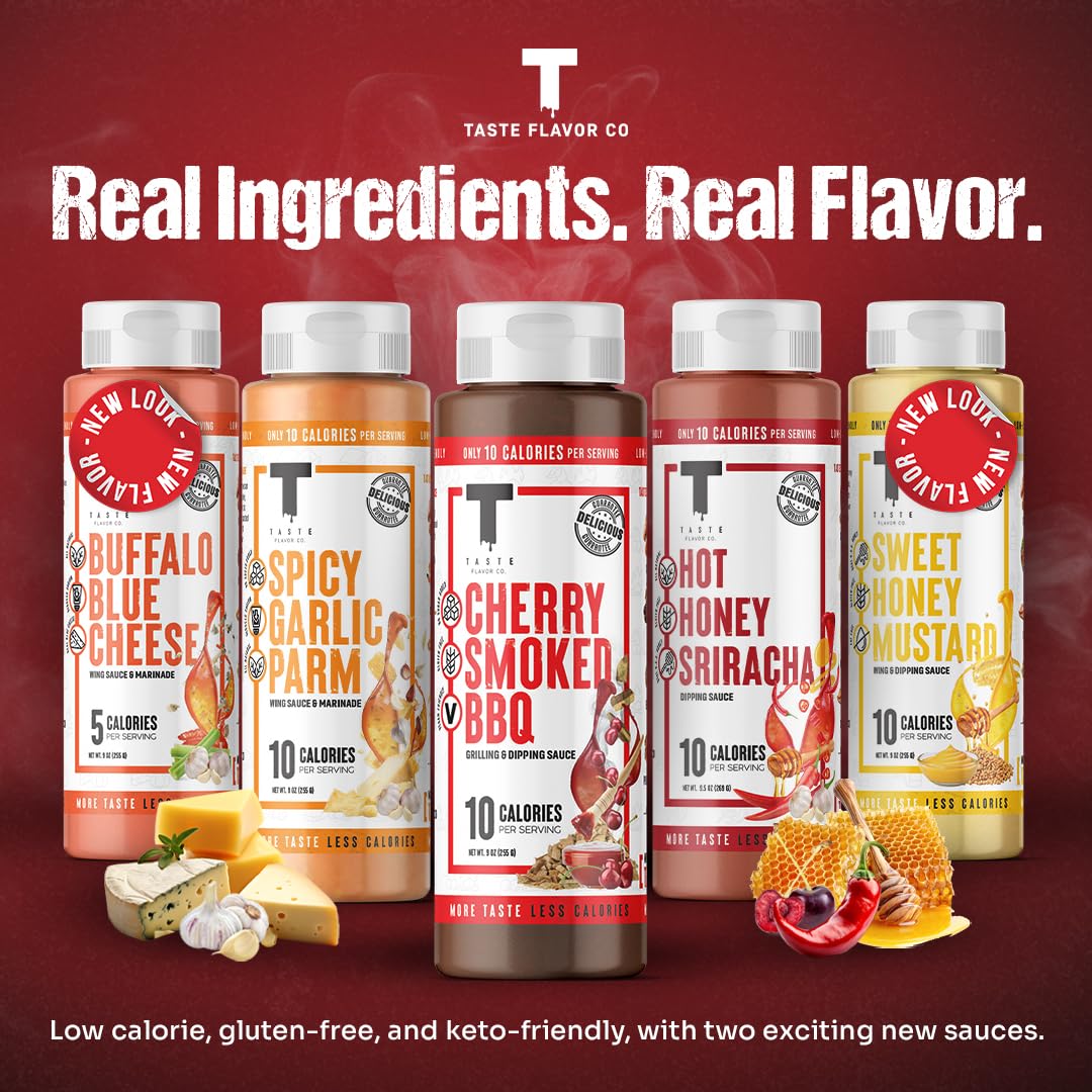 Taste Flavor Co. Grilling, Dipping Sauce And Marinade, Great Tasting, Low-Calorie Sauces, Keto Friendly, No Oils (5 Pack, Buffal