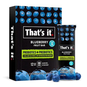 That'S It. Blueberry Probiotic Fruit Bars, Helps Promote Healthy Gut & Digestion, No Refrigeration, 100% All Natural, Allergen F